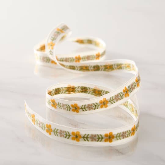 1/2" x 7yd. Yellow Jacquard Ribbon by Celebrate It® Classic